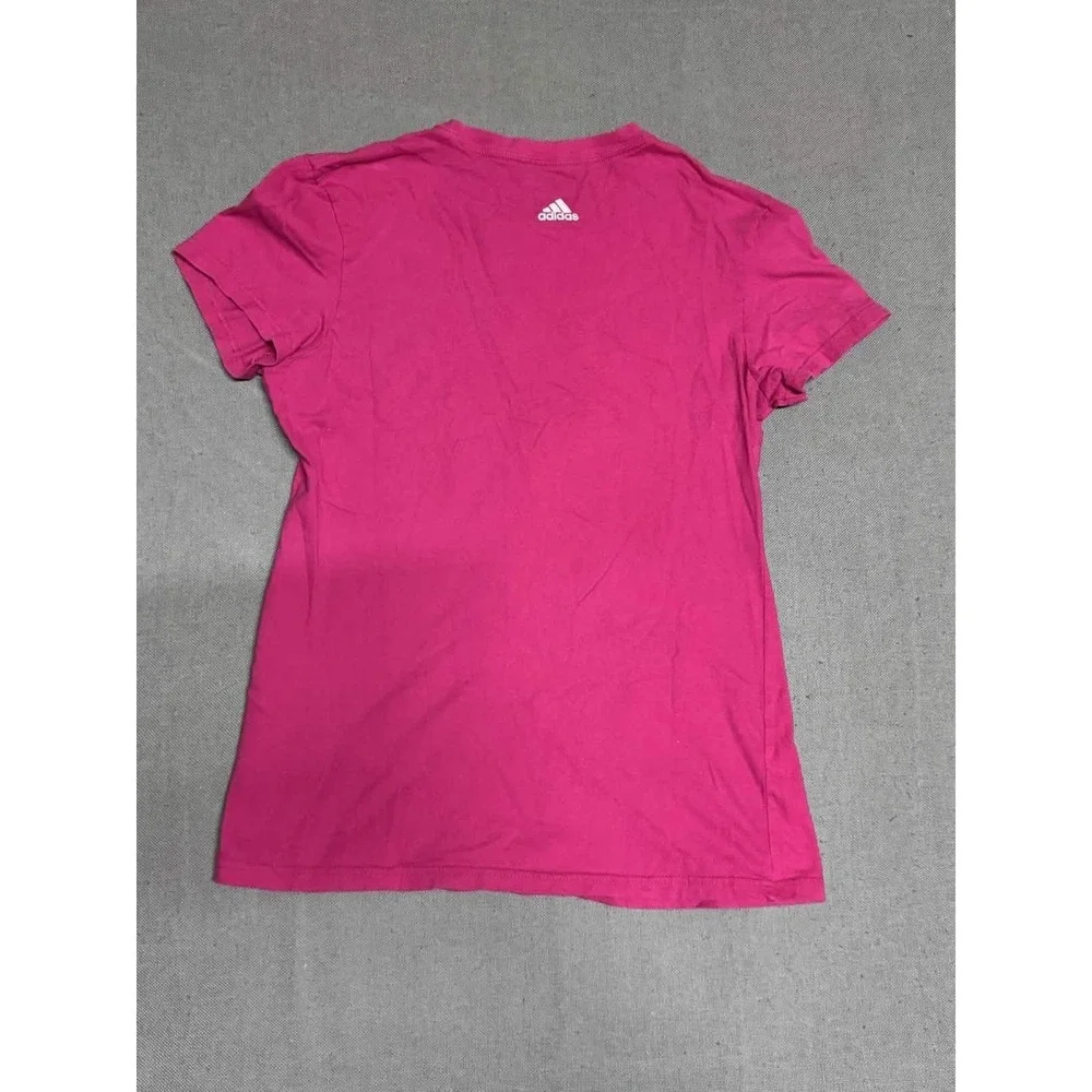 Adidas Womens Graphic Tee Pink Vertical Logo T-shirt Size M ATACAGIL 28L001